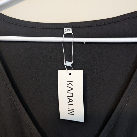 KARALIN Women's V-Neck 3/4 Sleeve Plus Size Maxi Dress - Picture 6 of 7